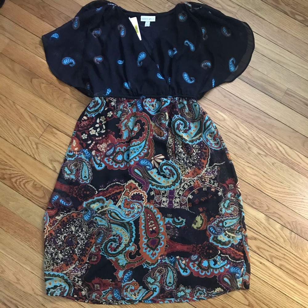NWT Fashion Bug Black Paisley Print Dress, Size 6
